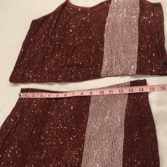 🆕💞sequin & sneakers skirt set! adjustable tank top! zipper back skirt! copper! M - Picture 11 of 15